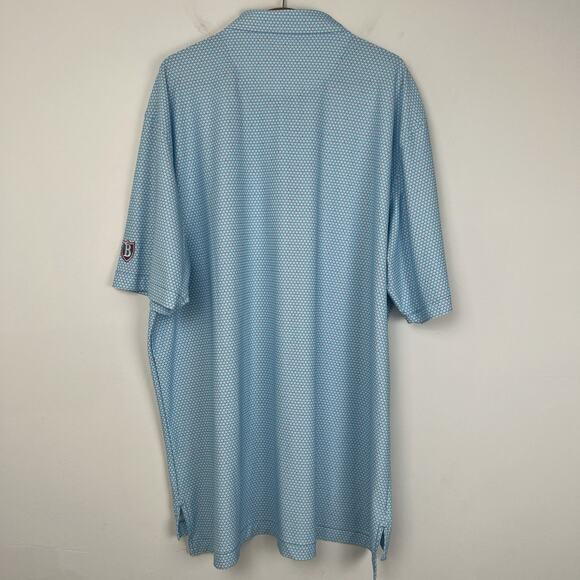 Peter Millar Summer Comfort Golf Polo Shirt 2XL Blue Geometric Preppy Active - Picture 3 of 9